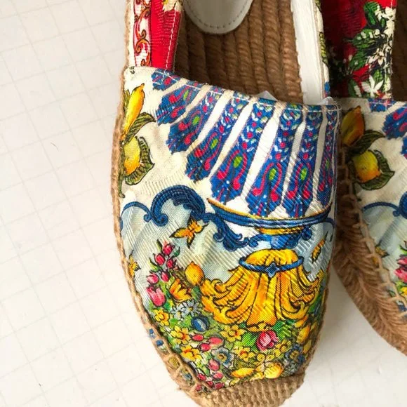 Dolce and Gabbana floral lemon scarf caretto print jacquard espadrilles - Picture 6 of 12